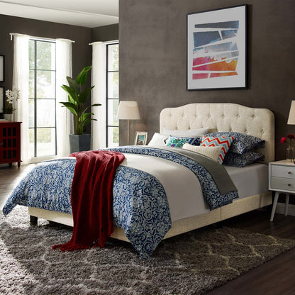 Amelia Full Upholstered Fabric Bed, Full Size, Fabric, Beige, 15488