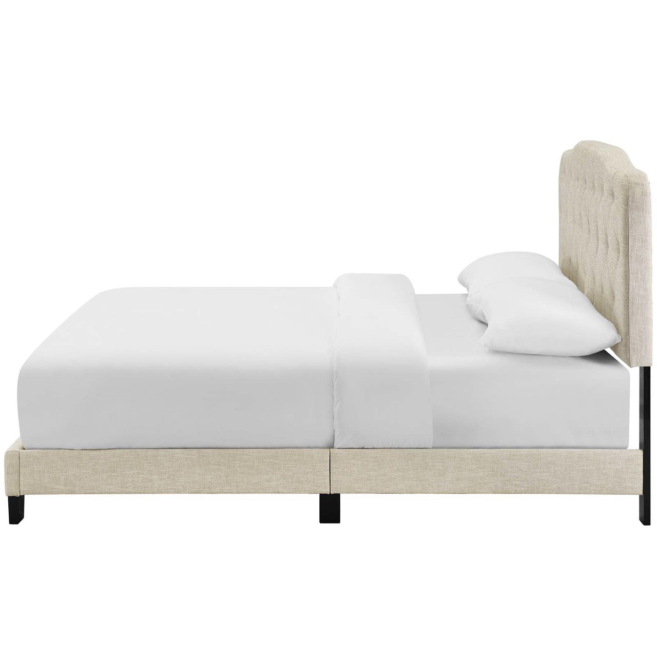 Amelia Queen Upholstered Fabric Bed, Queen Size, Fabric, Beige, 15255