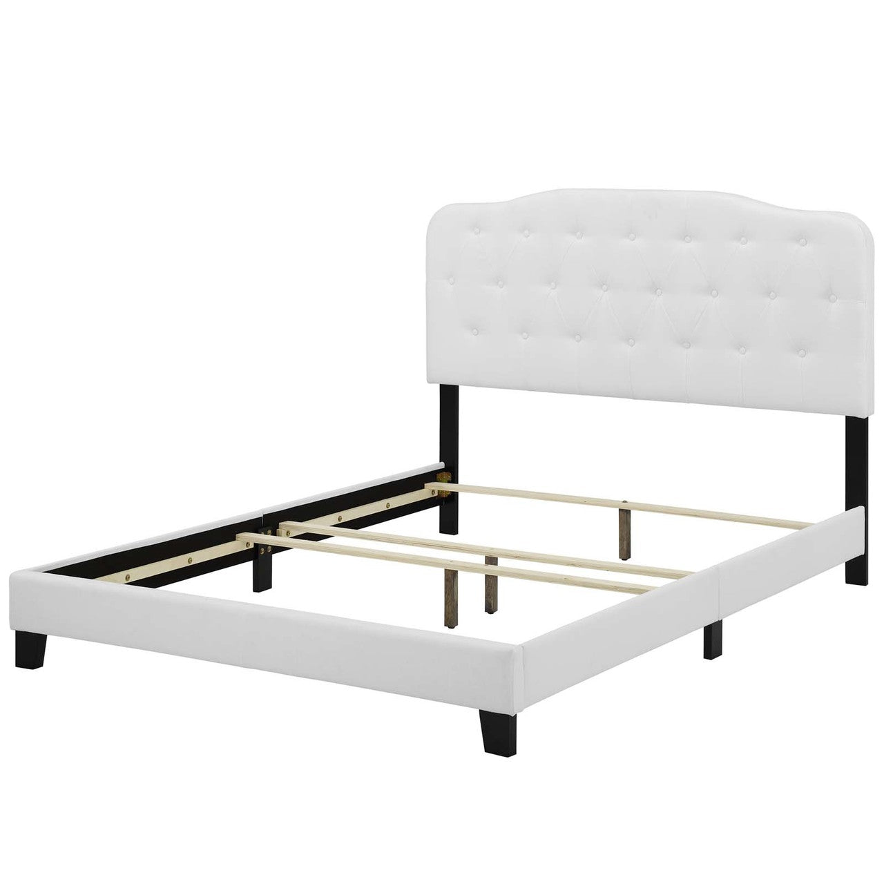 Amelia Queen Upholstered Fabric Bed, Queen Size, Fabric, White, 15257