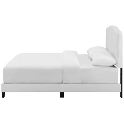 Amelia Queen Upholstered Fabric Bed, Queen Size, Fabric, White, 15257