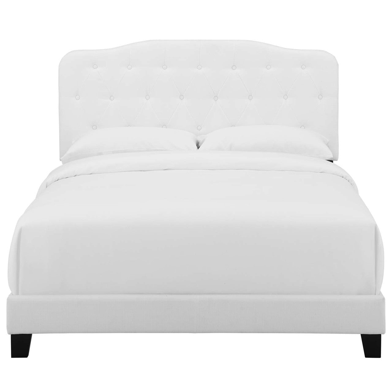 Amelia Queen Upholstered Fabric Bed, Queen Size, Fabric, White, 15257