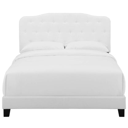 Amelia Queen Upholstered Fabric Bed, Queen Size, Fabric, White, 15257