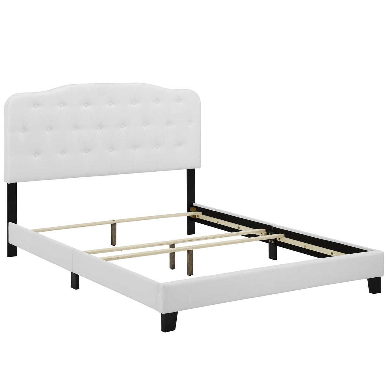 Amelia King Upholstered Fabric Bed, King Size, Fabric, White, 15494