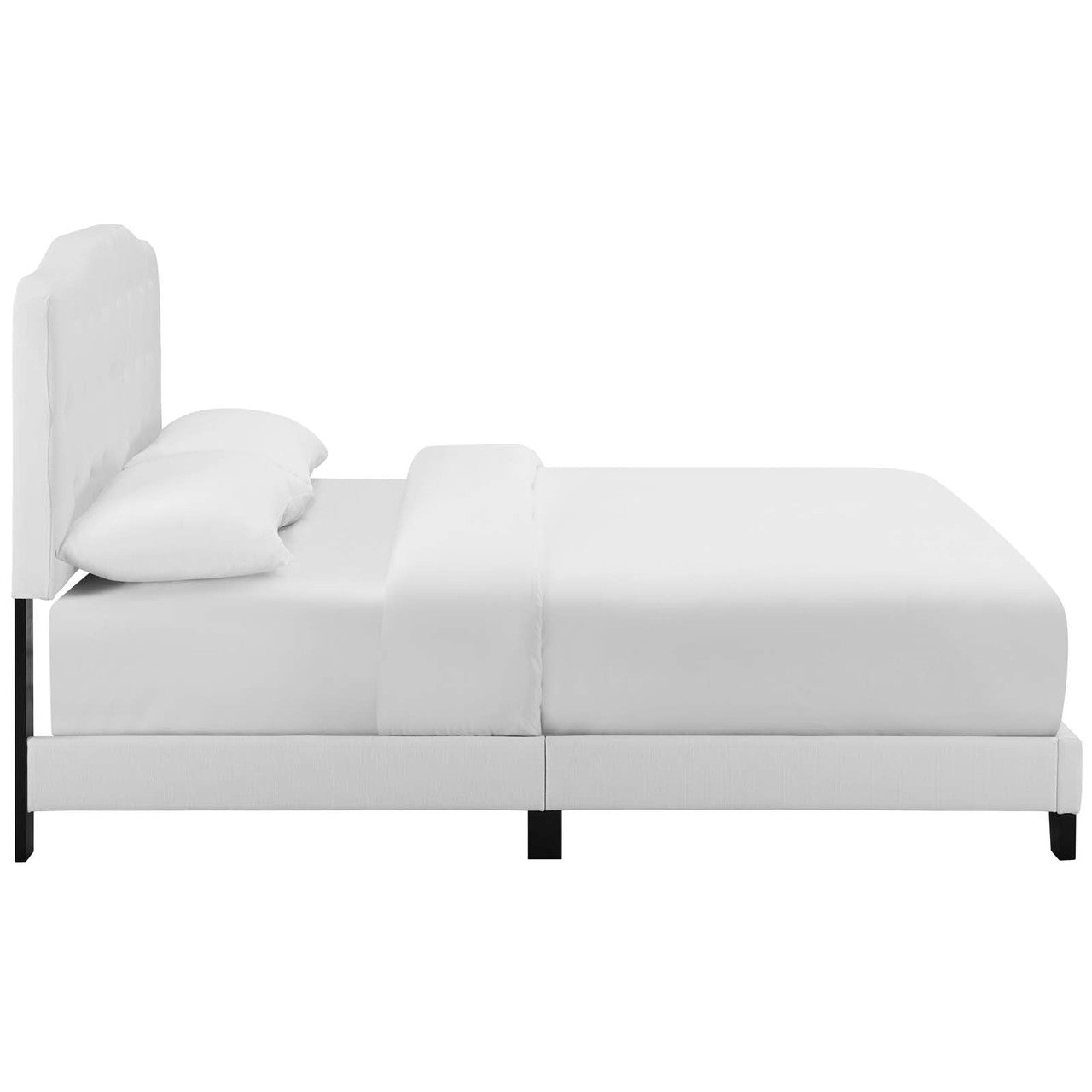 Amelia King Upholstered Fabric Bed, King Size, Fabric, White, 15494