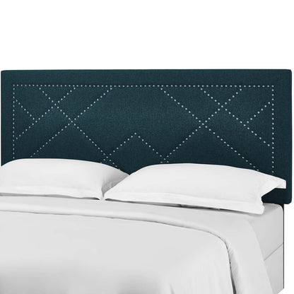 Reese Nailhead Full / Queen Upholstered Linen Fabric Headboard, Fabric, Navy Blue, 17636