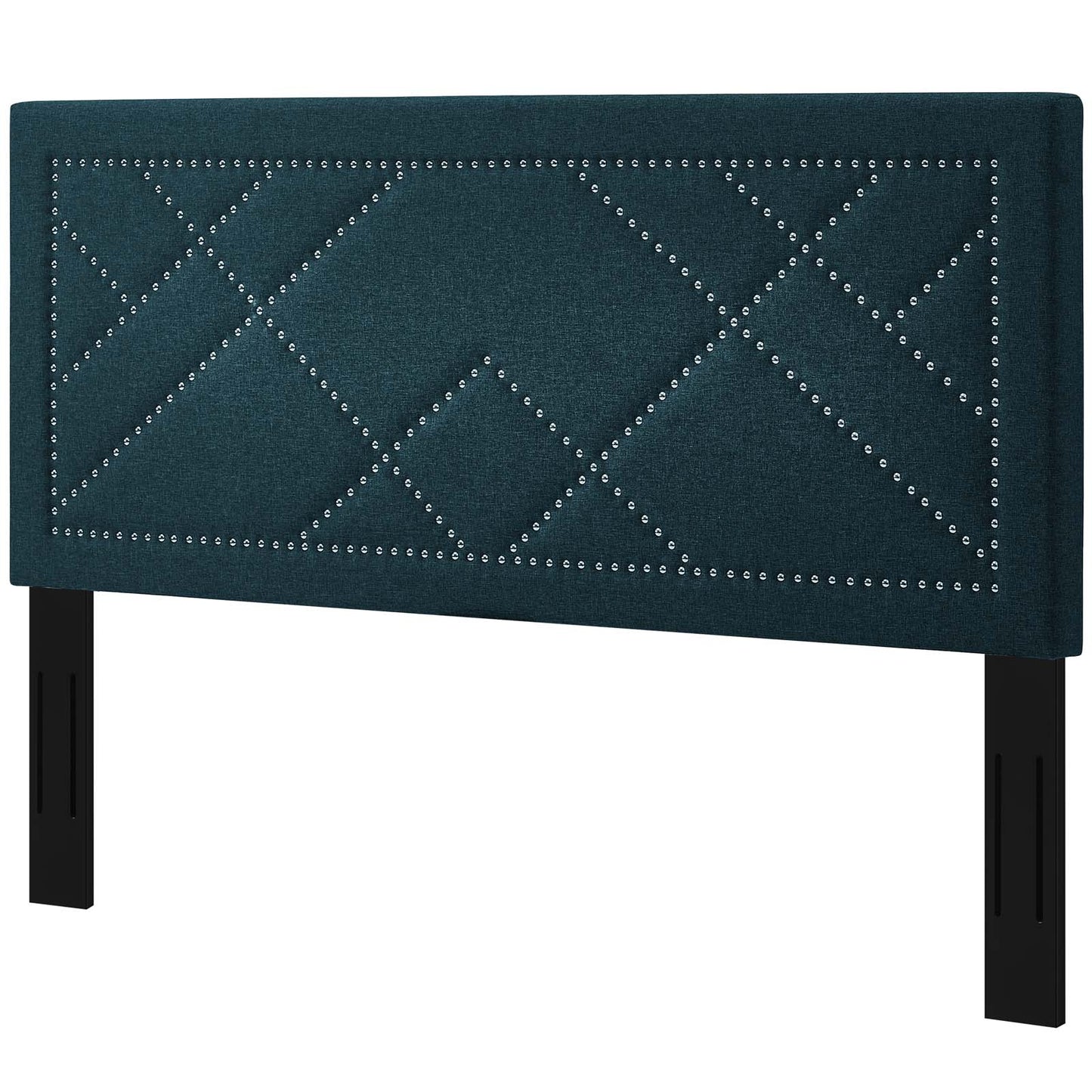 Reese Nailhead Full / Queen Upholstered Linen Fabric Headboard, Fabric, Navy Blue, 17636