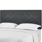 Reese Nailhead Full / Queen Upholstered Linen Fabric Headboard, Fabric, Grey Gray, 17638
