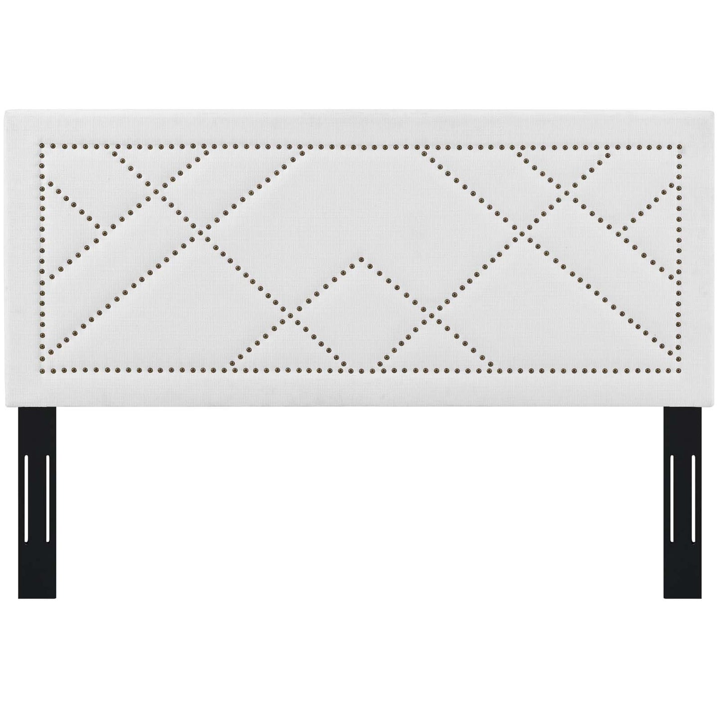 Reese Nailhead Full / Queen Upholstered Linen Fabric Headboard, Fabric, White, 17640