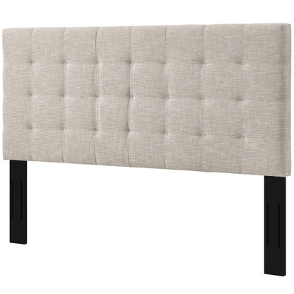 Paisley Tufted Twin Upholstered Linen Fabric Headboard, Fabric, Beige, 17647