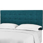 Paisley Tufted Twin Upholstered Linen Fabric Headboard, Fabric, Aqua Blue, 17649