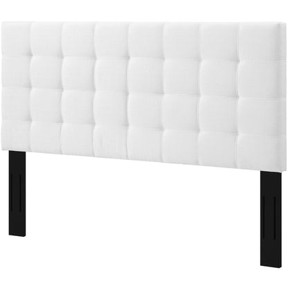 Paisley Tufted Twin Upholstered Linen Fabric Headboard, Fabric, White, 17650
