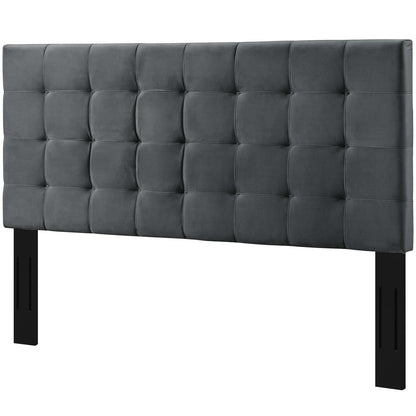 Paisley Tufted Twin Upholstered Performance Velvet Headboard, Velvet Fabric, Grey Gray, 17651
