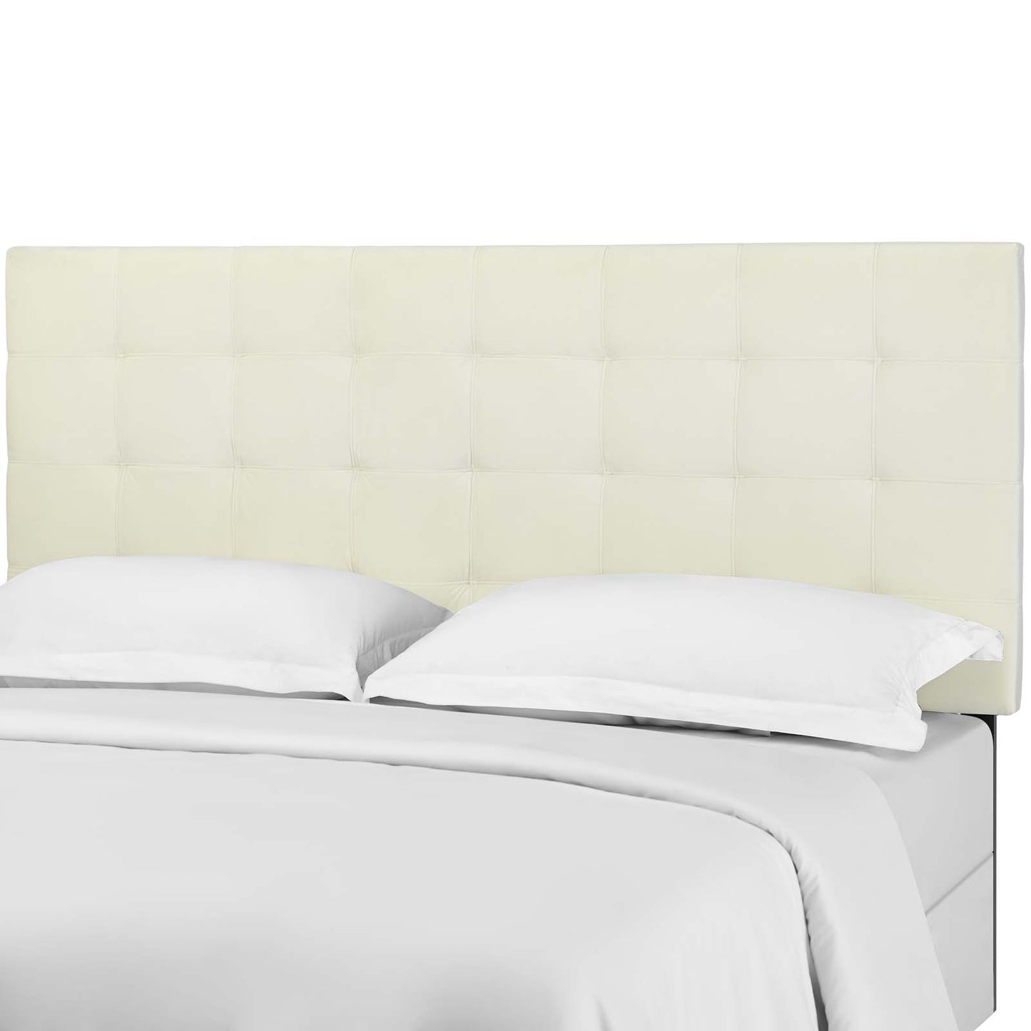 Paisley Tufted Twin Upholstered Performance Velvet Headboard, Velvet Fabric, Ivory White, 18054