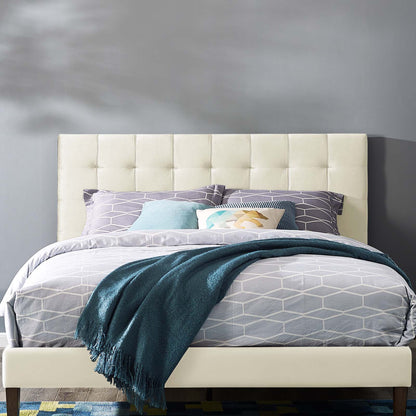 Paisley Tufted Twin Upholstered Performance Velvet Headboard, Velvet Fabric, Ivory White, 18054