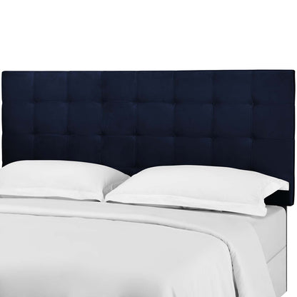 Paisley Tufted Twin Upholstered Performance Velvet Headboard, Velvet Fabric, Navy Blue, 17652