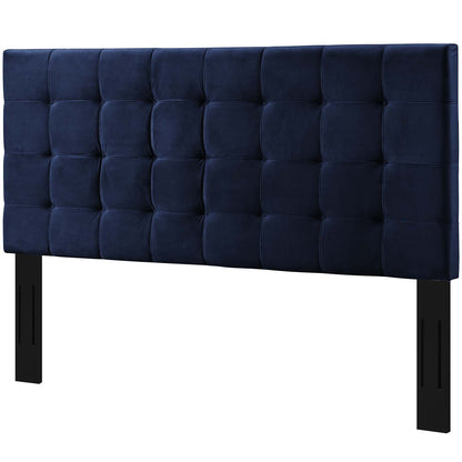 Paisley Tufted Twin Upholstered Performance Velvet Headboard, Velvet Fabric, Navy Blue, 17652