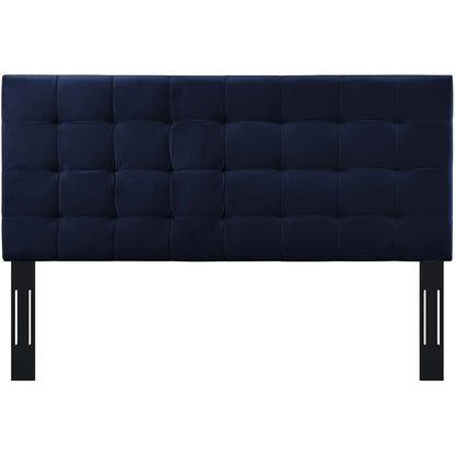 Paisley Tufted Twin Upholstered Performance Velvet Headboard, Velvet Fabric, Navy Blue, 17652