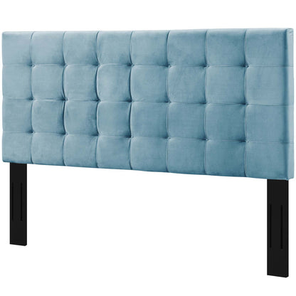 Paisley Tufted Twin Upholstered Performance Velvet Headboard, Velvet Fabric, Blue, 18055