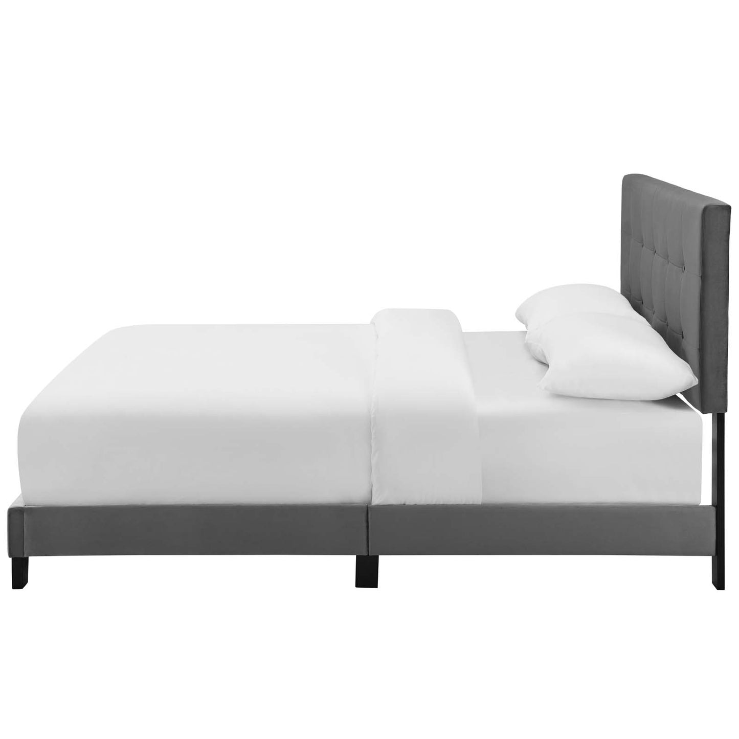 Amira Twin Performance Velvet Bed, Velvet Fabric, Grey Gray, 17655