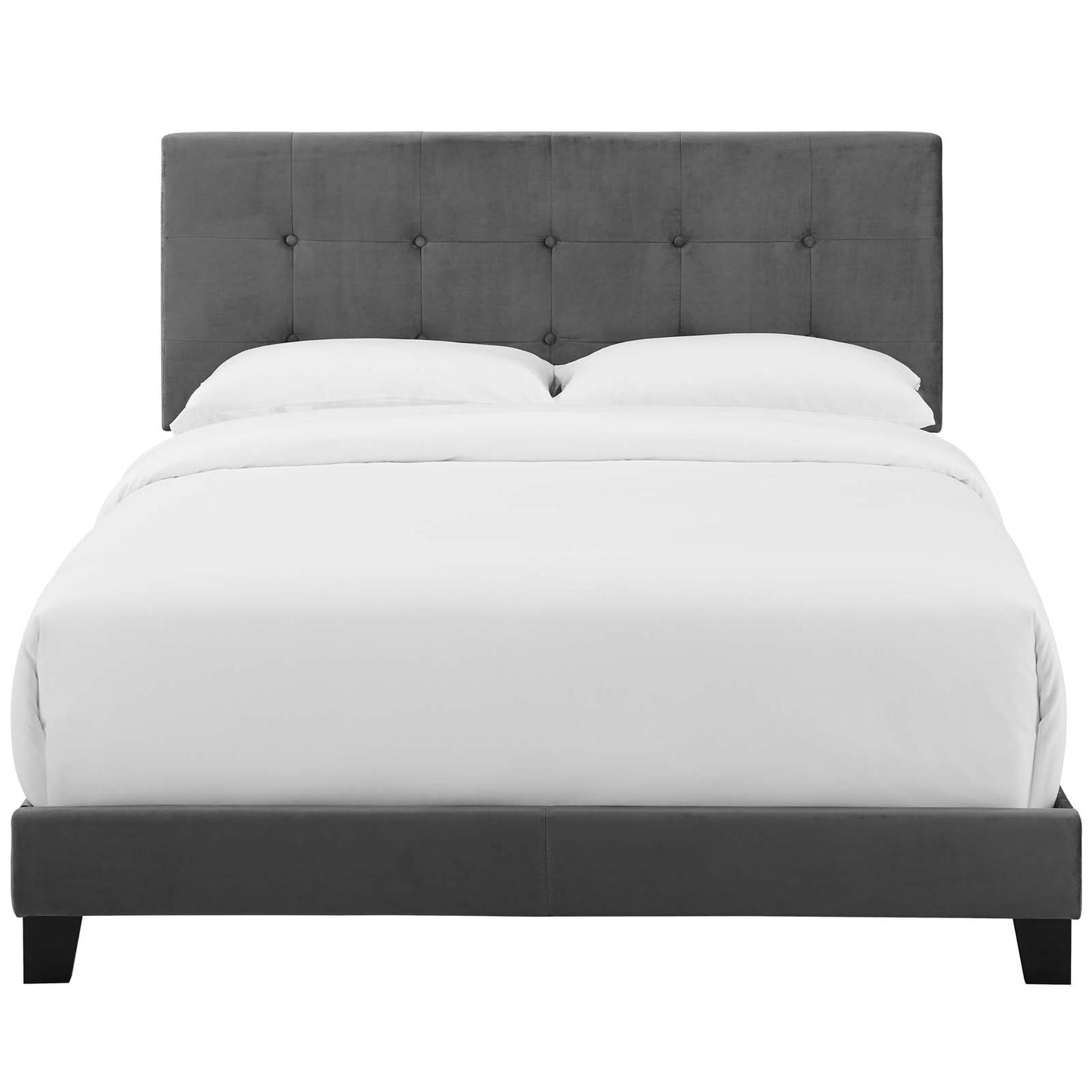 Amira Twin Performance Velvet Bed, Velvet Fabric, Grey Gray, 17655