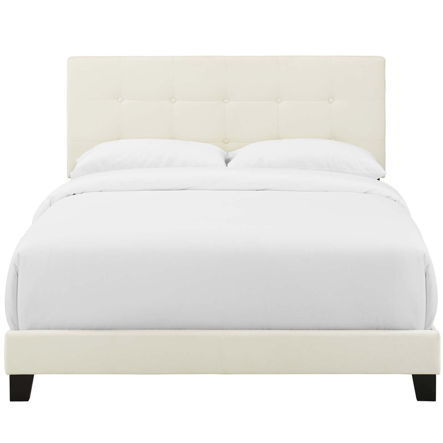 Amira Twin Performance Velvet Bed, Velvet Fabric, Ivory White, 17656
