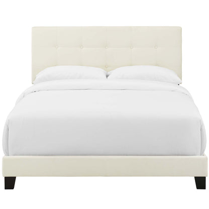Amira Twin Performance Velvet Bed, Velvet Fabric, Ivory White, 17656