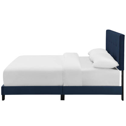Amira Twin Performance Velvet Bed, Velvet Fabric, Navy Blue, 17657