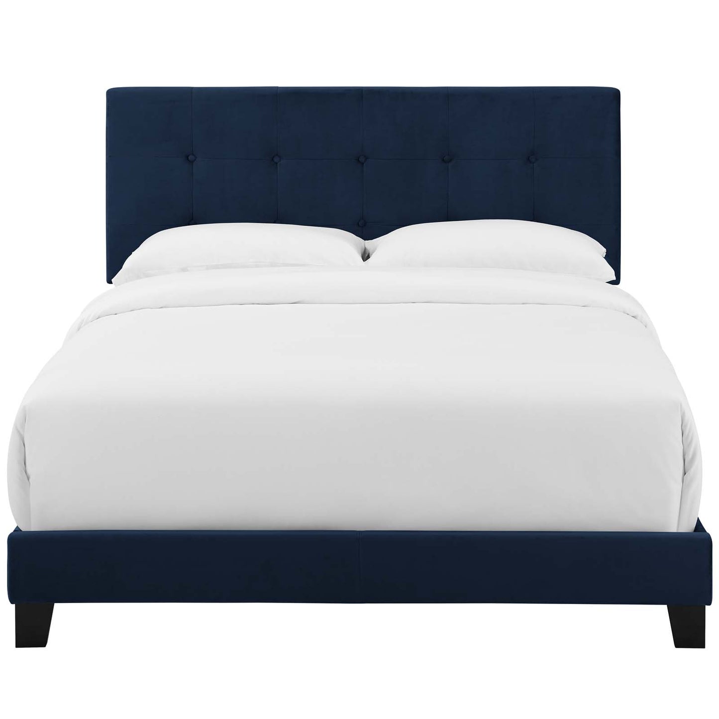 Amira Twin Performance Velvet Bed, Velvet Fabric, Navy Blue, 17657