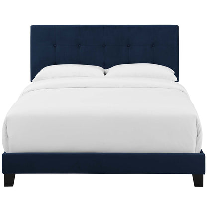 Amira Twin Performance Velvet Bed, Velvet Fabric, Navy Blue, 17657