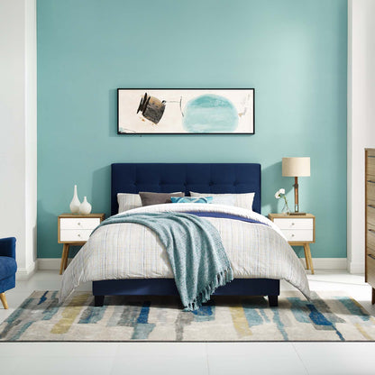 Amira Twin Performance Velvet Bed, Velvet Fabric, Navy Blue, 17657