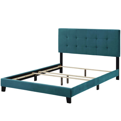Amira Twin Performance Velvet Bed, Velvet Fabric, Blue, 17658