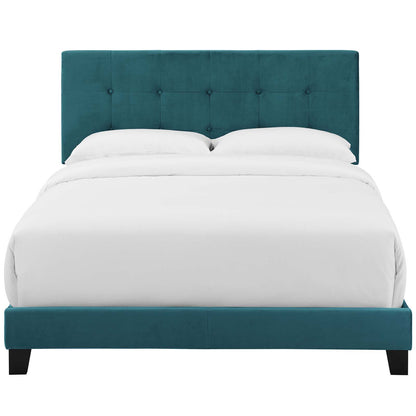 Amira Twin Performance Velvet Bed, Velvet Fabric, Blue, 17658