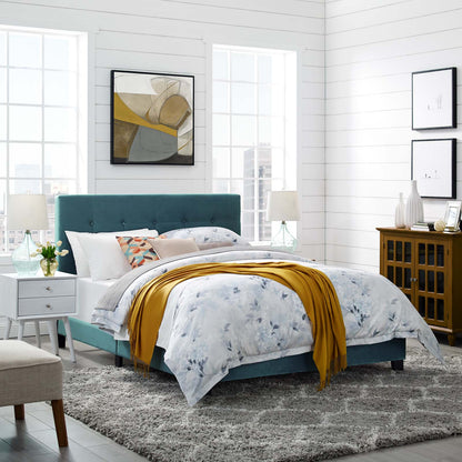 Amira Twin Performance Velvet Bed, Velvet Fabric, Blue, 17658