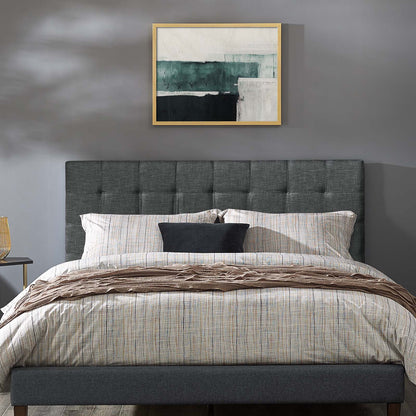Paisley Tufted Full / Queen Upholstered Linen Fabric Headboard, Fabric, Grey Gray, 17661