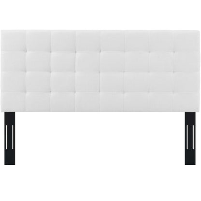 Paisley Tufted Full / Queen Upholstered Linen Fabric Headboard, Fabric, White, 17663