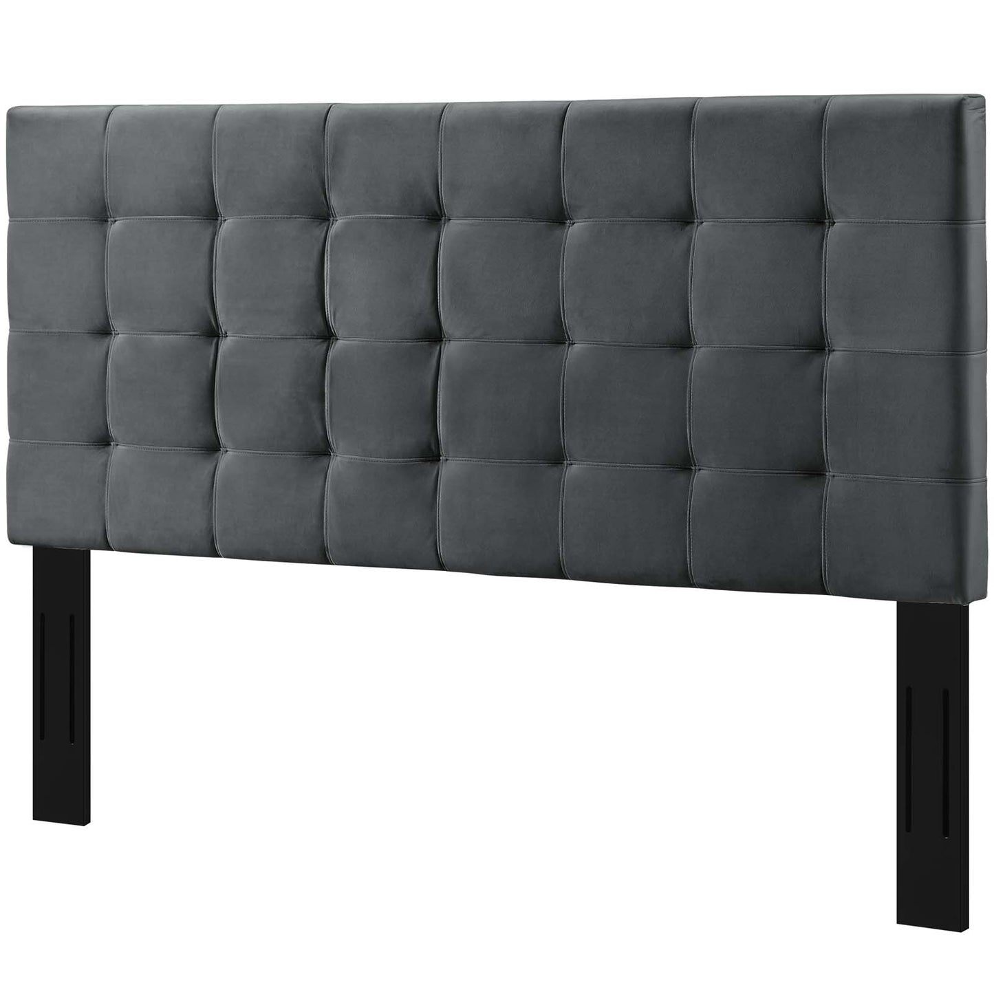 Paisley Tufted Full / Queen Upholstered Performance Velvet Headboard, Velvet Fabric, Grey Gray, 17664