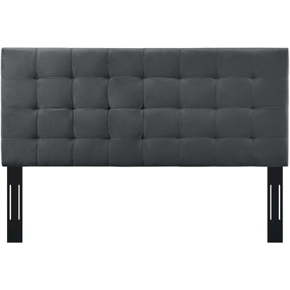Paisley Tufted Full / Queen Upholstered Performance Velvet Headboard, Velvet Fabric, Grey Gray, 17664