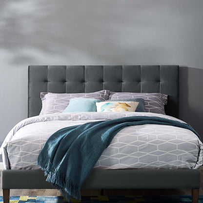 Paisley Tufted Full / Queen Upholstered Performance Velvet Headboard, Velvet Fabric, Grey Gray, 17664
