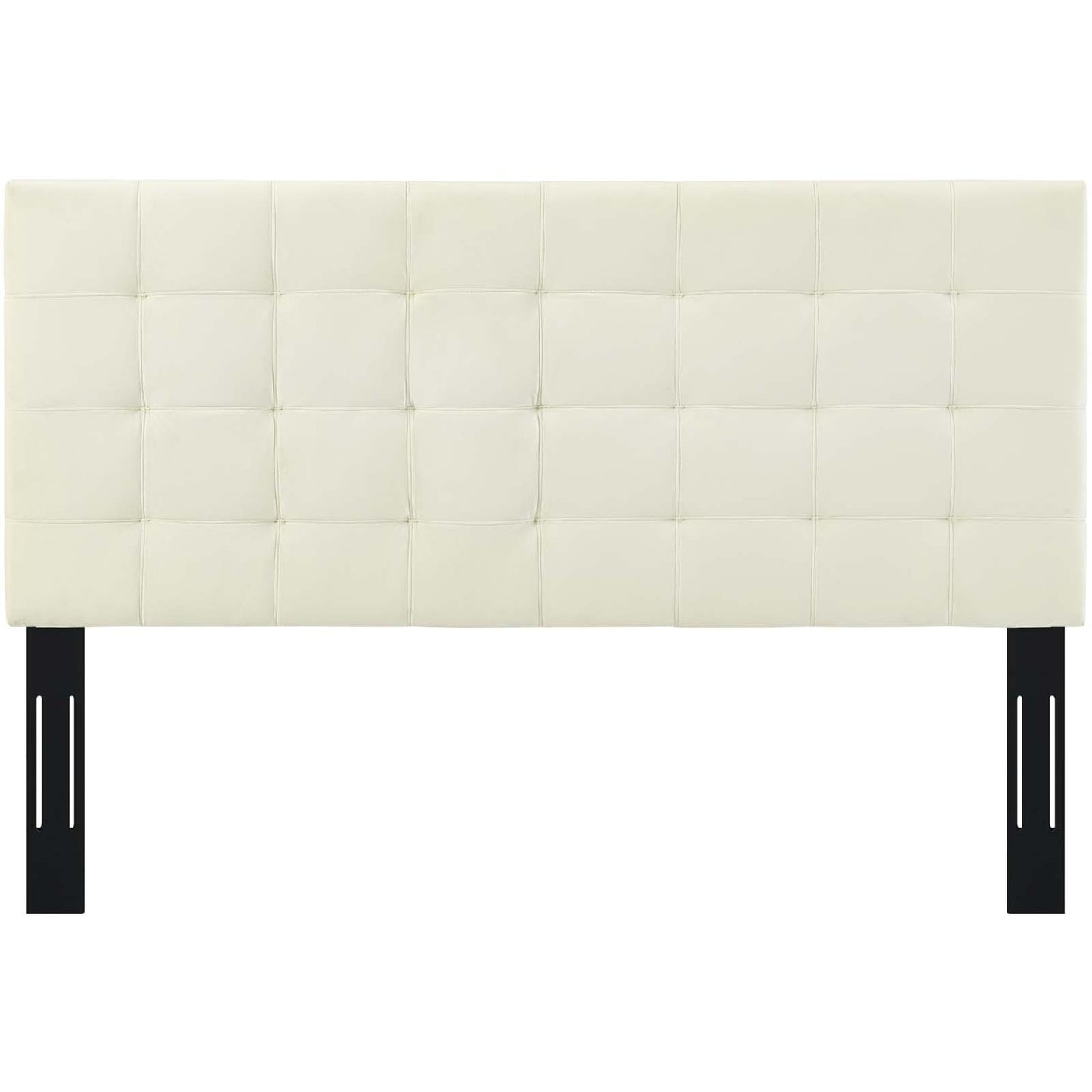 Paisley Tufted Full / Queen Upholstered Performance Velvet Headboard, Velvet Fabric, Ivory White, 17665