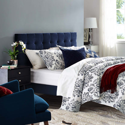 Paisley Tufted Full / Queen Upholstered Performance Velvet Headboard, Velvet Fabric, Navy Blue, 17666