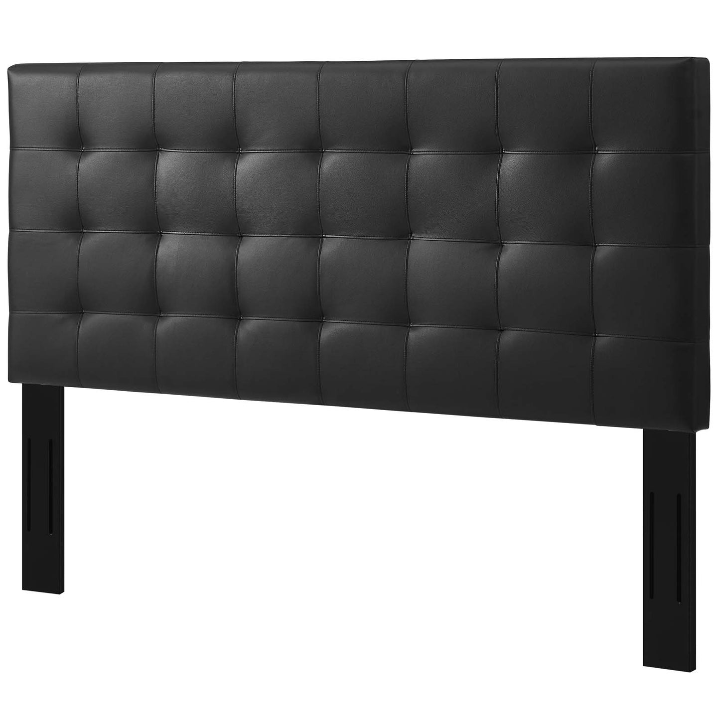 Paisley Tufted Full / Queen Upholstered Faux Leather Headboard, Faux Vinyl Leather, Black, 17668