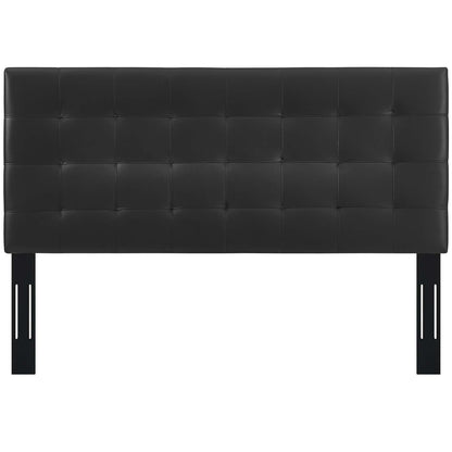 Paisley Tufted Full / Queen Upholstered Faux Leather Headboard, Faux Vinyl Leather, Black, 17668