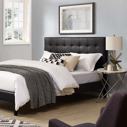Paisley Tufted Full / Queen Upholstered Faux Leather Headboard, Faux Vinyl Leather, Black, 17668