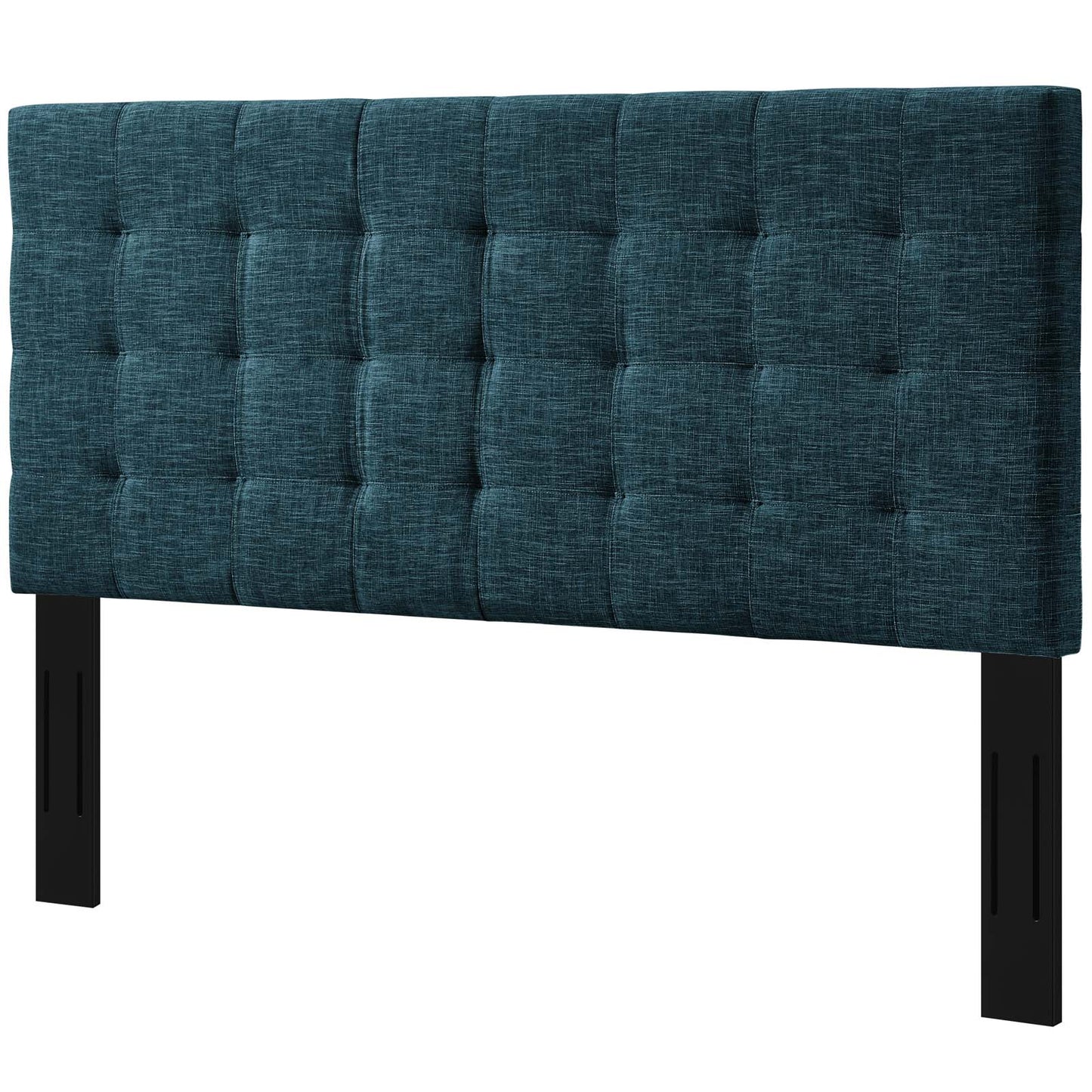 Paisley Tufted King and California King Upholstered Linen Fabric Headboard, Fabric, Navy Blue, 17670