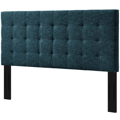 Paisley Tufted King and California King Upholstered Linen Fabric Headboard, Fabric, Navy Blue, 17670