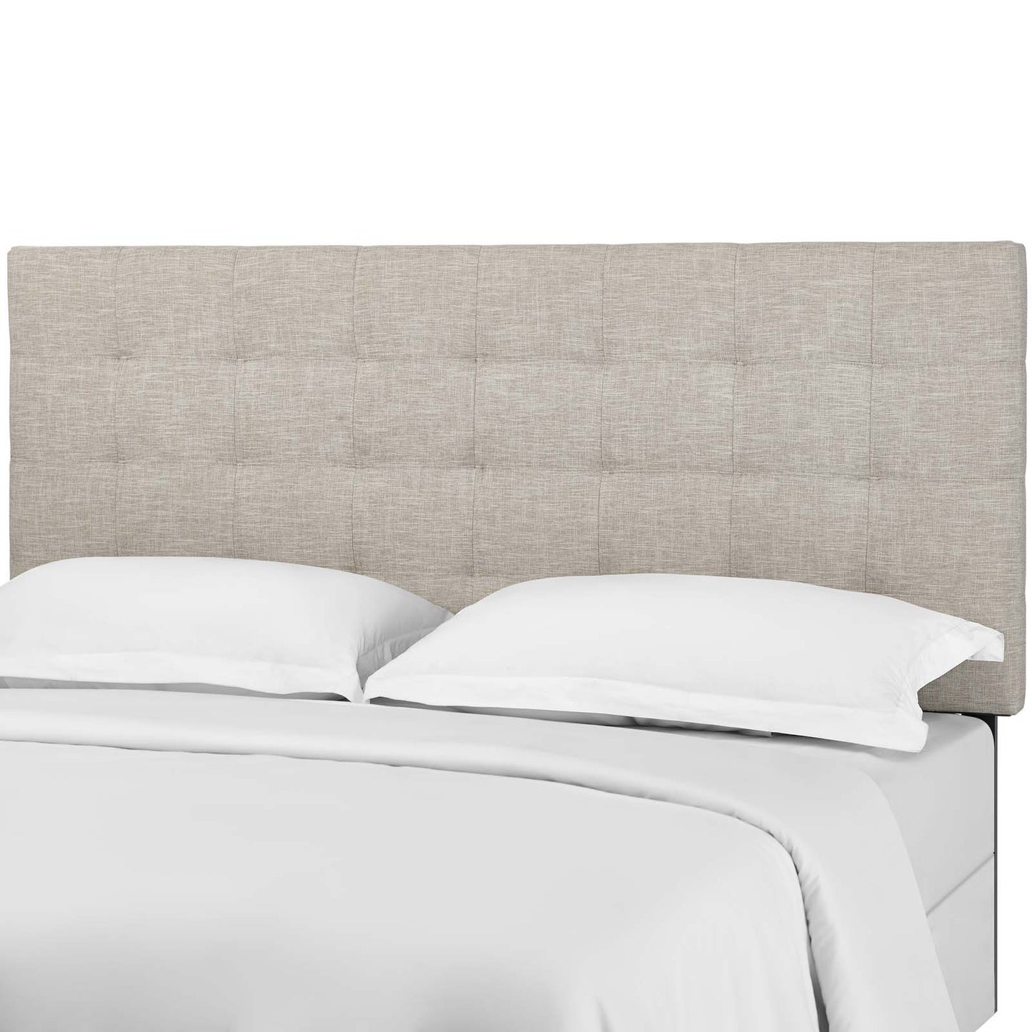 Paisley Tufted King and California King Upholstered Linen Fabric Headboard, Fabric, Beige, 17671