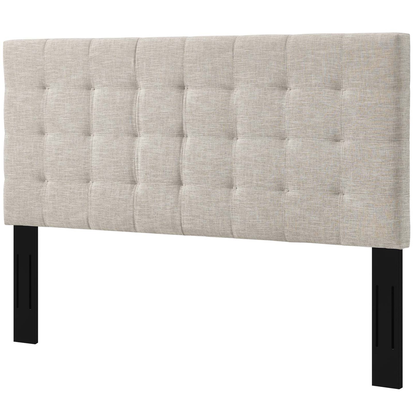 Paisley Tufted King and California King Upholstered Linen Fabric Headboard, Fabric, Beige, 17671