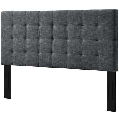 Paisley Tufted King and California King Upholstered Linen Fabric Headboard, Fabric, Grey Gray, 17672