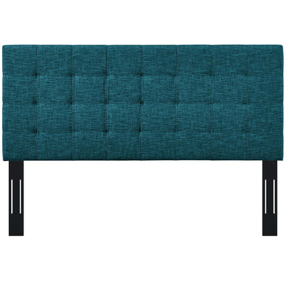Paisley Tufted King and California King Upholstered Linen Fabric Headboard, Fabric, Aqua Blue, 17673