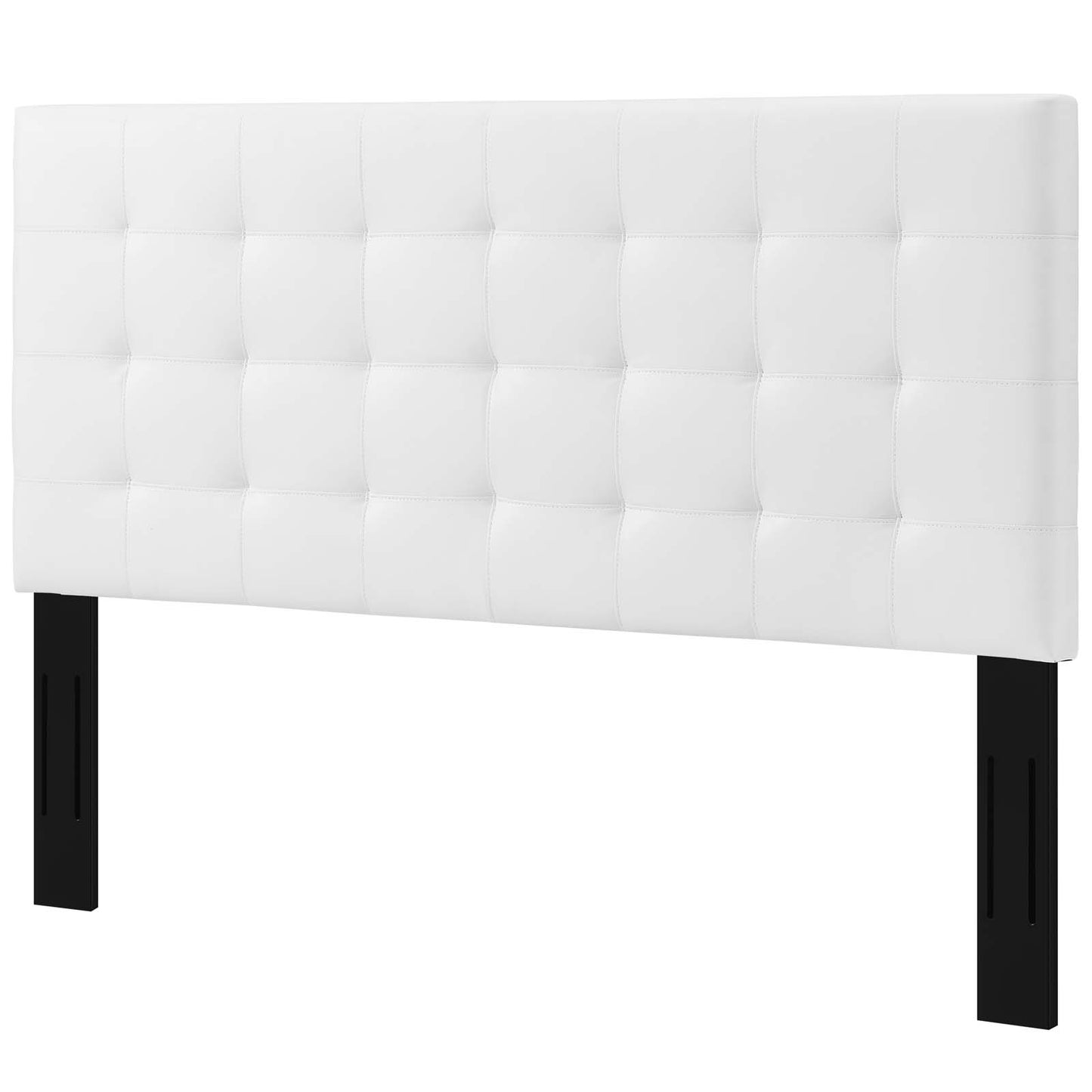 Paisley Tufted King and California King Upholstered Faux Leather Headboard, Faux Vinyl Leather, White, 17678
